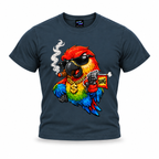 coolest,stuff,tshirt,shirt,tee,unisex,fashion,gift,graphic,apparel,streetwear,casual,clothing,outfit,trendy,parrot,macaw,bird,gangster,sunglasses,cigar,smoke,gold,chain,dollar,bling,swagger,attitude,humor,cartoon,comic,bang,flag,prank,toy,revolver,feathers,tropical,colourful,bold,illustration,navy