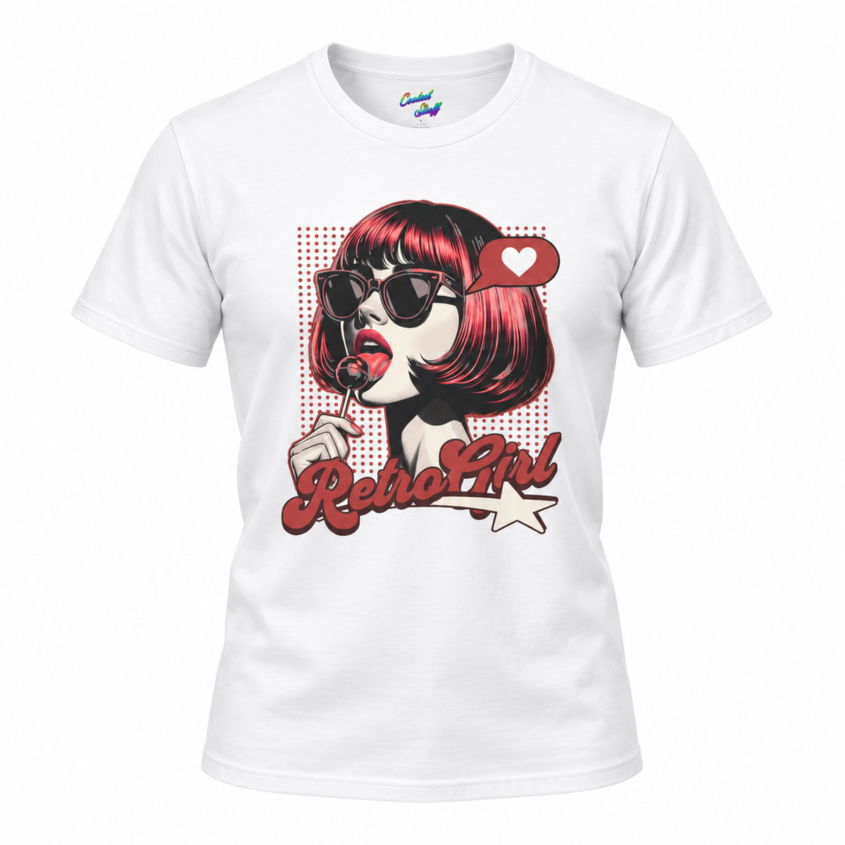 Retro Girl Lollipop T-Shirt | Vintage Pop Art Graphic Tee | Stylish Pin-Up Fashion Shirt