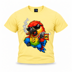 coolest,stuff,tshirt,shirt,tee,unisex,fashion,gift,graphic,apparel,streetwear,casual,clothing,outfit,trendy,parrot,macaw,bird,gangster,sunglasses,cigar,smoke,gold,chain,dollar,bling,swagger,attitude,humor,cartoon,comic,bang,flag,prank,toy,revolver,feathers,tropical,colourful,bold,illustration,yellow