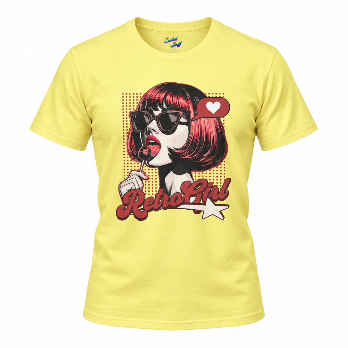 Retro Girl Lollipop T-Shirt | Vintage Pop Art Graphic Tee | Stylish Pin-Up Fashion Shirt