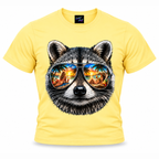 coolest,stuff,tshirt,shirt,tee,unisex,fashion,gift,graphic,apparel,streetwear,casual,clothing,outfit,trendy,raccoon,sunglasses,aviator,mirrored,reflection,beach,sunset,tropical,palms,ocean,summer,vacation,paradise,island,coastal,relaxation,cocktails,pineapple,bikini,sunbathing,women,sand,animal,wildlife,portrait,realistic,detailed,cool,playful,yellow