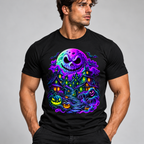 coolest,stuff,tshirt,shirt,tee,unisex,fashion,gift,bold,graphic,apparel,streetwear,casual,halloween,haunted,village,skull,moon,pumpkins,bats,ghost,hooded,ghoul,horror,gothic,spooky,creepy,supernatural,night,neon,cyan,glowing,clouds,smoke,stairs,trees,claws,fantasy,october,autumn,illustration,black,mockup