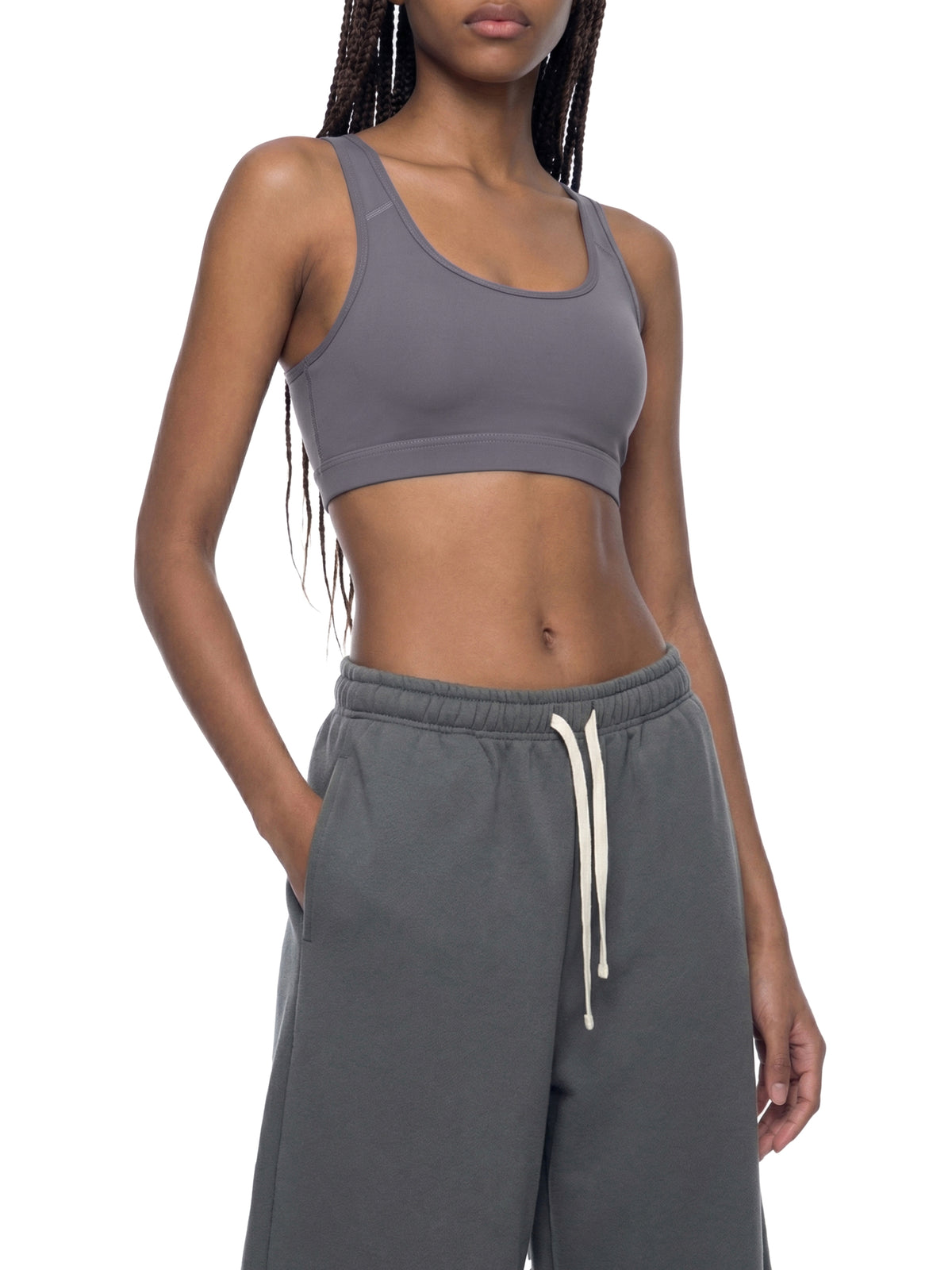 coolest,stuff,women,fashion,apparel,gym,workout,casual,clothing,outfit,bra,sports,racerback,activewear,athleisure,fitness,training,exercise,yoga,pilates,running,jogging,stretching,aerobics,dance,cycling,athletic,women,sleeveless,scoopneck,cropped,solid,plain,minimalist,top,layering,studio,casual,grey