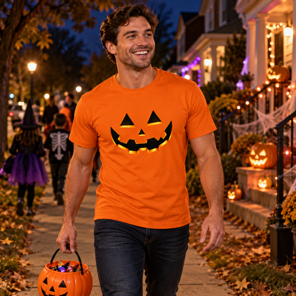 coolest,stuff,tshirt,shirt,tee,unisex,fashion,gift,graphic,apparel,streetwear,casual,clothing,outfit,trendy,halloween,pumpkin,jackolantern,grinning,triangular,eyes,teeth,carved,bevelled,dimensional,shadow,contrast,palyful,spooky,festive,autumn,october,harvest,costume,party,treats,seasonal,mockup