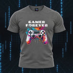 coolest,stuff,tshirt,shirt,tee,unisex,fashion,gift,graphic,apparel,streetwear,casual,clothing,outfit,trendy,gamer,forever,gaming,controller,gamepad,playstation,console,joystick,buttons,graffiti,paint,splatter,drips,colorful,vibrant,cyan,magenta,orange,yellow,white,black,typography,slogan,geek,nerd,esports,multiplayer,player,illustration,3D,spinning,video