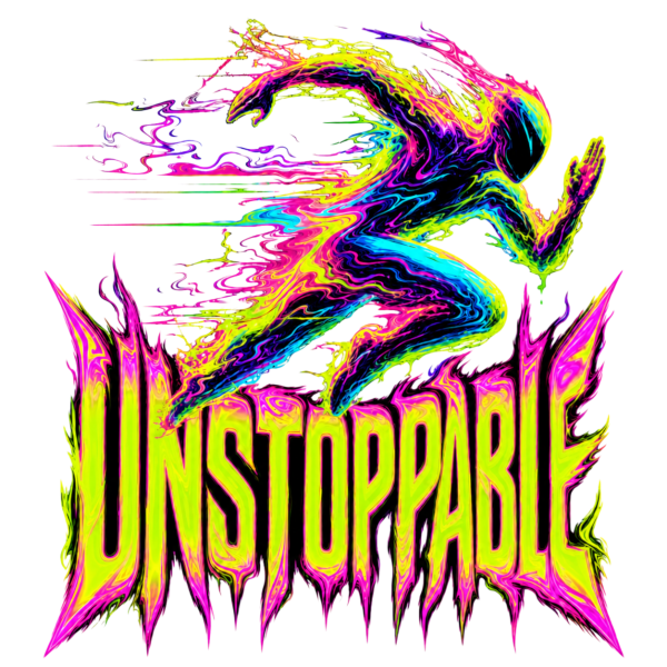 Unstoppable Neon Runner T-Shirt – Acid Blur Fitness Graphic Tee