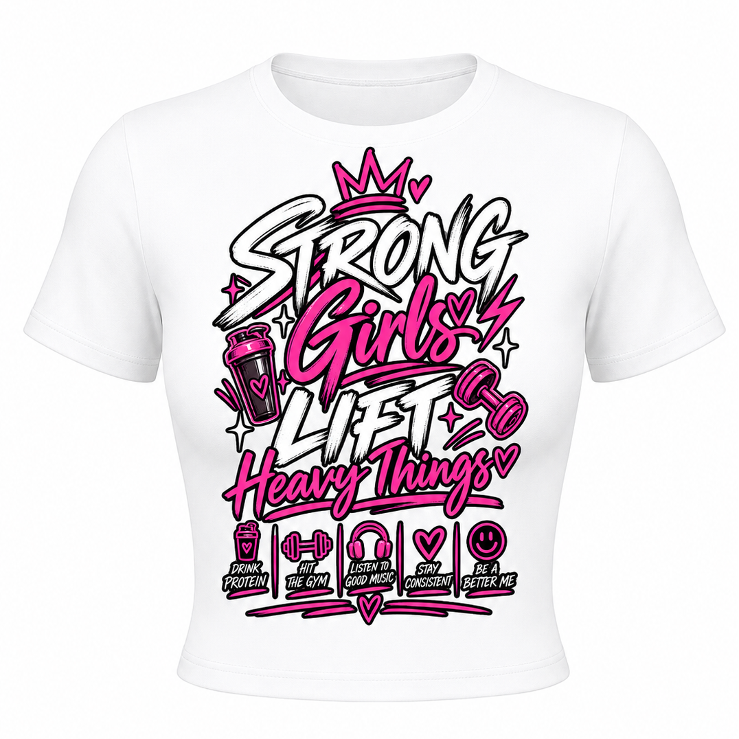 Strong Girls Lift Heavy Things Women’s Performance Top – Gym & Fitness Workout Shirt